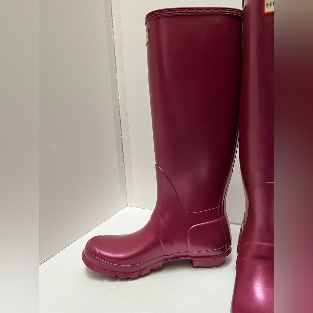 Hunter Womens Nebula Tall Wellington Boots - Hayes Burgundy Size 10 - Picture 5 of 13